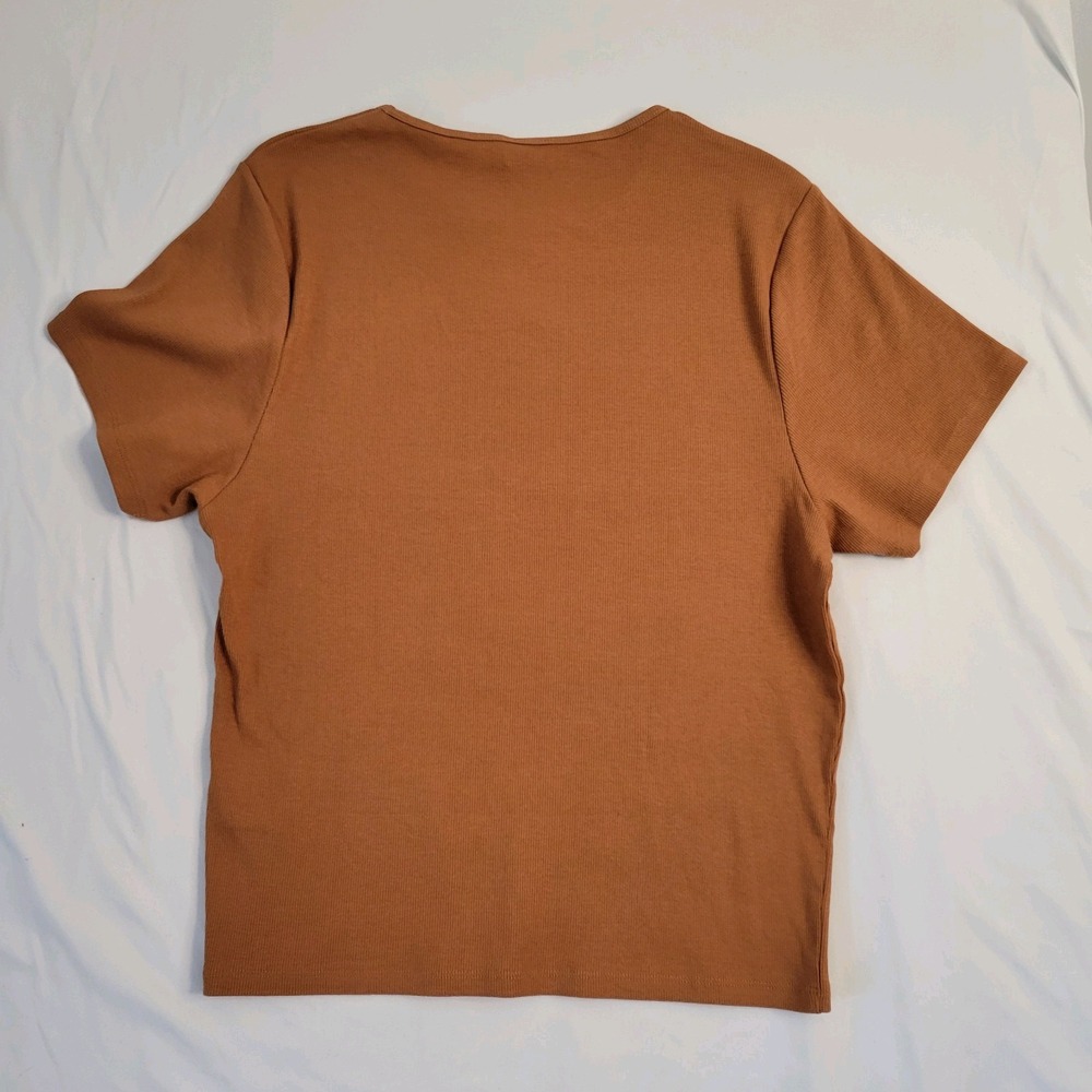 Women's Tshirt Top Sz 16 Leaf Brown Short Sleeve Casual Blouse Tees Essential Pc - Picture 4 of 9